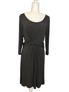 Boden charcoal gray Emma jersey dress with twist front draped bodice - 10